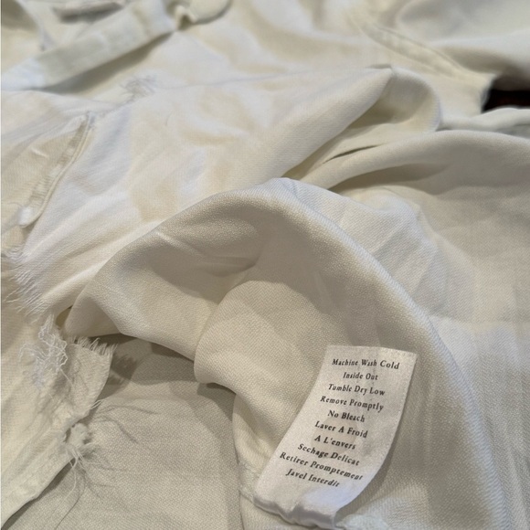 Frank & Eileen White 3/4 Sleeve Button Down The Barry Crinkle Shirt Size XS - Picture 11 of 13